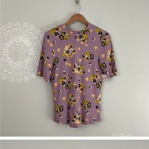 Free People Mod About You Mock Neck Top Lilac Floral Size Large